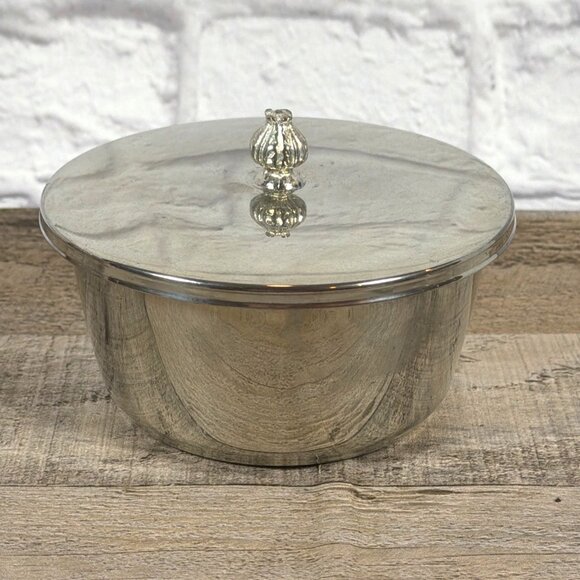 Unbranded Other - Vintage MCM 1950s Chrome Plated Round Lidded Butter Margarine Dish Serving Bowl